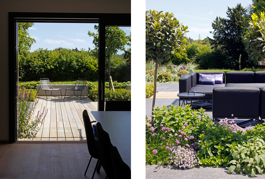 zero threshold joins inside to outside in greencube's speldhurst, kent garden